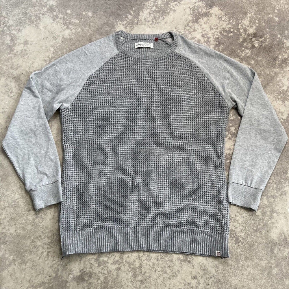 sovereign code crew neck sweater gray‎ mens size large Cotton Blend